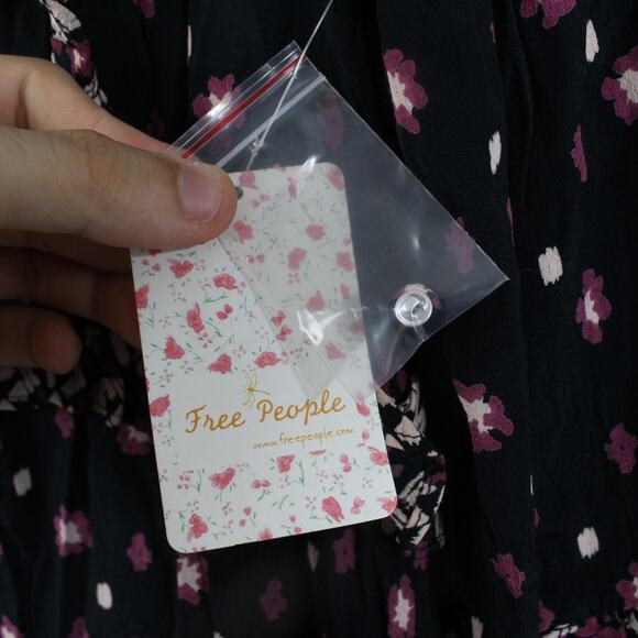 Free People Dress Women Extra Small Calico Skies Ruffle Floral Maxi Boho Prairie - Picture 7 of 14